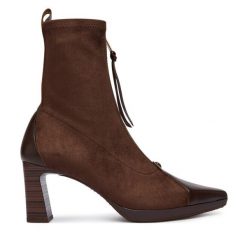 Botki Hispanitas. Brązowe botki damskie Hispanitas, bez wzorów, bez obcasa, na słupku, bez zapięcia. Za 789.99 zł.