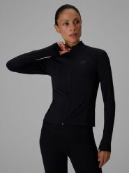 4F Bluza do jogi slim szybkoschnąca damska - czarna XL. Czarne bluzy damskie 4F, l, bez wzorów, z włókna, sportowe, bez ramiączek, bez kaptura. Za 199.99 zł.