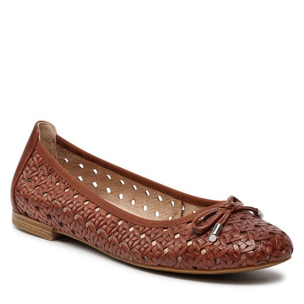 Baleriny Caprice. Brązowe balerinki damskie Caprice, bez wzorów, bez obcasa, bez zapięcia. Za 189.99 zł.