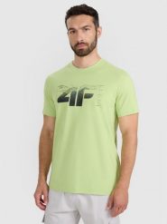 4F T-shirt regular z nadrukiem męski - zielony L. Zielone t-shirty męskie 4F, l, bez wzorów, z bawełny, bez kołnierzyka, bez ramiączek. Za 59.99 zł.