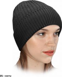 R.E.I.S. CZFRIO - Czapka zimowa damska ocieplana wywijana od wewnątrz futerko dziana 100% poliester - czarny. Czarne czapki damskie R.E.I.S., na zimę, bez wzorów, z futra. Za 16.82 zł.