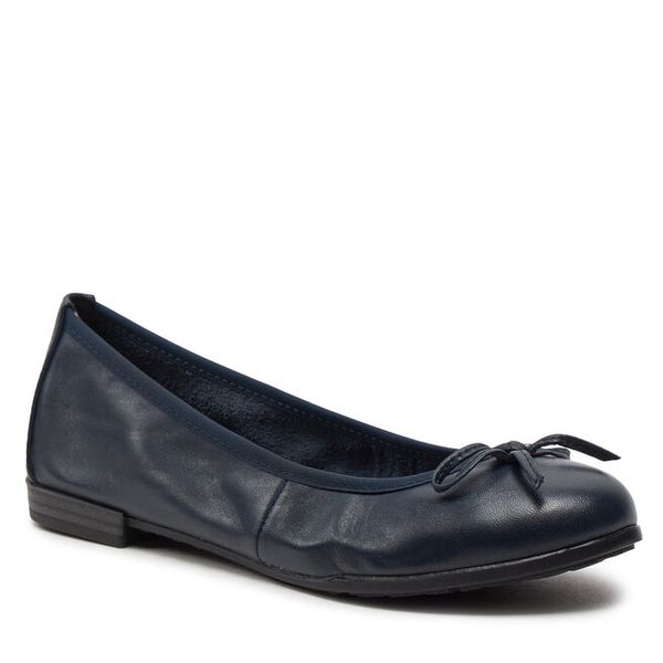 Baleriny Marco Tozzi. Niebieskie balerinki damskie Marco Tozzi, bez wzorów, bez obcasa, bez zapięcia. Za 149.99 zł.