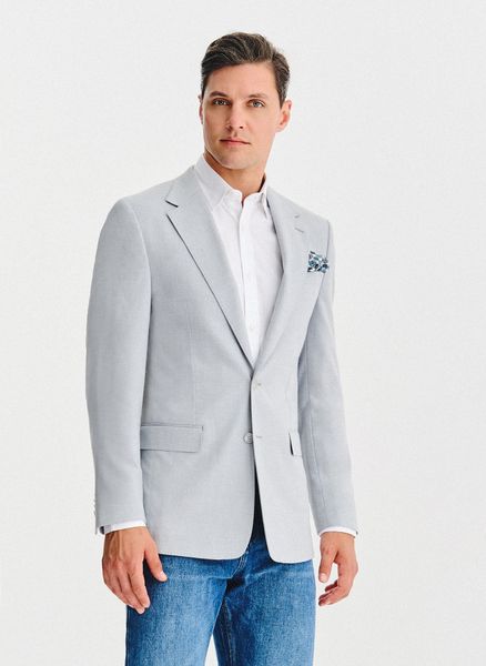 PAKO LORENTE – Szara marynarka męska. Szare garnitury męskie Pako Lorente, m, bez wzorów, z elastanu, casualowe, bez kołnierzyka, bez ramiączek. Za 399.99 zł.