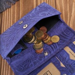 Paolo Peruzzi Portfel damski skórzany vintage w kwiaty granatowy duży T-108-HDB. Niebieskie portfele damskie Paolo Peruzzi. Za 118.85 zł.