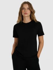 4F T-shirt regular gładki damski - czarny XL. Czarne t-shirty damskie 4F, xl, bez wzorów, z bawełny, klasyczne, bez kołnierzyka, bez ramiączek. W wyprzedaży za 29.99 zł.