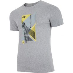 T-shirt męski TSM022 - chłodny jasny szary melanż. Szare t-shirty męskie 4F, m, bez wzorów, z jersey, bez kołnierzyka, bez ramiączek. W wyprzedaży za 34.99 zł.