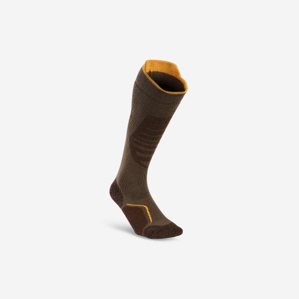 Skarpety Stat 900 merino długie. Brązowe skarpetki damskie SOLOGNAC, bez wzorów, z materiału. Za 64.99 zł.
