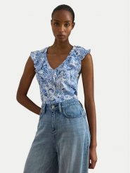 LAUREN RALPH LAUREN Bluzka 200P13316001 Niebieski jasny Slim Fit. Niebieskie bluzki damskie Lauren Ralph Lauren, s, bez wzorów, z bawełny, bez kołnierzyka, bez ramiączek. Za 619.99 zł.