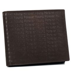 Portfel skórzany Forever Young 701-SPG BROWN c. brązowy. Brązowe portfele męskie FOREVER YOUNG, z aplikacjami, ze skóry. Za 36.00 zł.