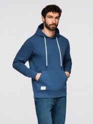 Bluza męska bawełniana dresowa BASIC kangurka z kapturem OM-SSBN-0270 - - Rozmiar: S. Niebieskie bluzy męskie Ombre Clothing, m, z aplikacjami, z bawełny, bez ramiączek, z kapturem. W wyprzedaży za 118.99 zł.