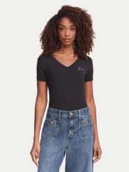 Guess T-Shirt W6YI13 K3853 Czarny Regular Fit. Czarne t-shirty damskie Guess, xl, z aplikacjami, bez kołnierzyka, bez ramiączek. Za 174.99 zł.