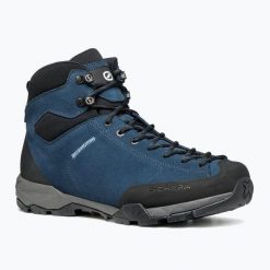 Buty turystyczne męskie SCARPA Mojito Hike GTX. Niebieskie buty zimowe męskie Scarpa, bez wzorów, bez obcasa, bez zapięcia. Za 769.99 zł.