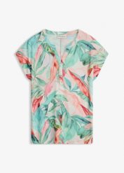 T-shirt z miękkiej mieszanki wiskozy. Zielone t-shirty damskie bonprix, bez wzorów, z wiskozy, bez kołnierzyka, bez ramiączek. Za 92.99 zł.