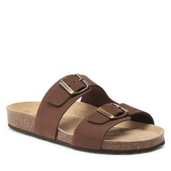 Klapki Geox. Brązowe klapki damskie Geox, bez wzorów, bez obcasa, bez zapięcia. Za 379.99 zł.