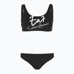 Strój kąpielowy dwuczęściowy damski EA7 Emporio Armani Maxi Logo Bikini Top. Czarne stroje kąpielowe damskie EA7 Emporio Armani, s, z aplikacjami, z elastanu. Za 275.99 zł.