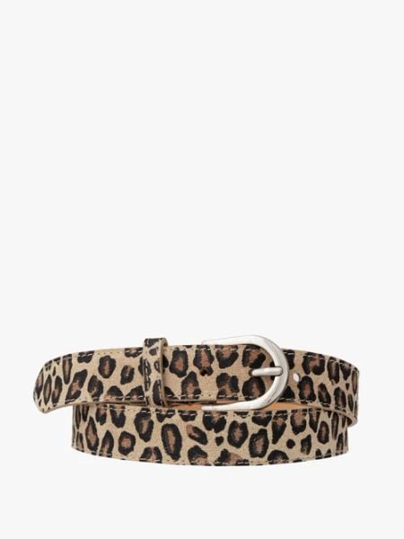 Welurowy pasek w panterkę. Brązowe paski damskie Ryłko, bez wzorów, ze skóry. Za 129.99 zł.