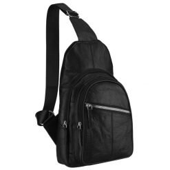 Czarny plecak miejski na jedno ramię wykonany ze skóry naturalnej - Rovicky. Czarne plecaki męskie ROVICKY, bez wzorów, ze skóry. Za 79.99 zł.