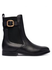 TWINSET Sztyblety Tronchetto 252TCP120 Czarny. Czarne botki damskie Twinset, bez wzorów, ze skóry, bez obcasa, na płaskiej podeszwie, bez zapięcia. Za 1,259.00 zł.