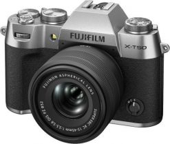 Lustrzanka Fujifilm Sisteminis fotoaparatas FUJIFILM X-T50/XC15-45mmF3.5-5.6 OIS PZ Silver (Sidabrinis). Lustrzanki cyfrowe FUJIFILM. Za 6,399.00 zł.