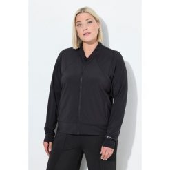 Damskie Bluza dresowa funkcyjna stójka otwór na kciuk z recyklingu. Czarne bluzy damskie Ulla Popken, plus size, bez wzorów, z dresówki, bez ramiączek, bez kaptura. Za 279.99 zł.