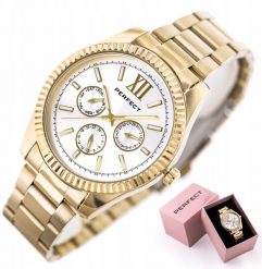 Zegarek Perfect ZEGAREK DAMSKI PERFECT CORSA klasyczny złoty stalowy. Szare zegarki damskie Perfect, ze stali. Za 305.80 zł.