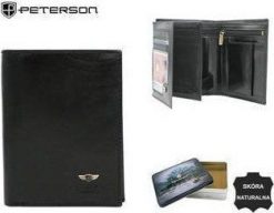 Peterson Portfel Męski Skórzany Ptn 22308-vt Black. Czarne portfele męskie Peterson, bez wzorów. Za 246.36 zł.