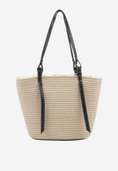 Beżowa Bawełniana Torebka Shopper z Szydełkowym Wzorem Luniatena. Brązowe torebki do ręki damskie Born2be, bez wzorów, z bawełny, bez dodatków. Za 84.99 zł.