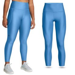 Legginsy treningowe damskie UNDER ARMOUR HeatGear szybkoschnące termoaktywne. Niebieskie legginsy damskie Under Armour, bez wzorów. Za 167.99 zł.