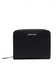 Calvin Klein Portfel Ck Must Medium Zip Around_Mono K60K612942 Czarny. Czarne portfele damskie Calvin Klein, ze skóry. Za 269.99 zł.