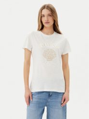 Guess T-Shirt E5GI03 K8G01 Biały Regular Fit. Białe t-shirty damskie Guess, s, z aplikacjami, z bawełny, bez kołnierzyka, bez ramiączek. Za 109.99 zł.