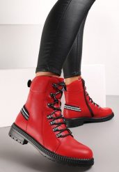 Czerwone Botki z Taśmą Workery Ardesa. Czerwone botki damskie Renee, bez wzorów, z dzianiny, eleganckie, bez obcasa, na obcasie, bez zapięcia. Za 129.99 zł.