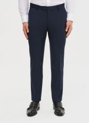 PAKO LORENTE – Granatowe spodnie ganiturowe. Niebieskie eleganckie spodnie męskie Pako Lorente, bez wzorów, z elastanu, biznesowe. Za 699.99 zł.
