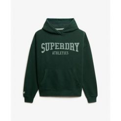 Bluza damska z kapturem Superdry Athletic Essential Relaxed. Zielone bluzy damskie Superdry, bez wzorów, eleganckie, bez ramiączek, z kapturem. Za 284.00 zł.