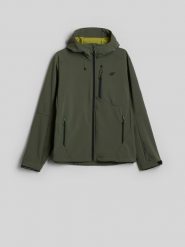 4F Kurtka softshell wiatroodporna membrana 8000 męska - khaki S. Brązowe kurtki sportowe męskie 4F, m, bez wzorów, z materiału, bez kaptura, trekkingowe. Za 399.99 zł.