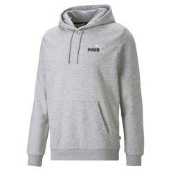 Męska bluza z kapturem i małym dwukolorowym logo Essentials+ PUMA. Czarne bluzy męskie Puma, m, bez wzorów, z kapturem, na fitness i siłownię. Za 179.00 zł.