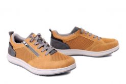 RIEKER 16901-68 yellow, półbuty męskie. Żółte półbuty męskie Rieker, bez wzorów, bez obcasa, bez zapięcia. Za 399.90 zł.