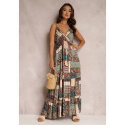 Zielona Sukienka Grehan. Zielone sukienki damskie Renee, l, z aplikacjami, boho, bez kołnierzyka, bez ramiączek, maxi, kopertowe. Za 74.99 zł.