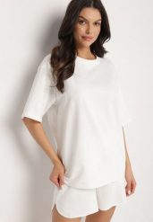 Biały Bawełniany Klasyczny T-shirt Merovira. Białe t-shirty damskie Born2be, bez wzorów, z bawełny, klasyczne, bez kołnierzyka, bez ramiączek. Za 44.99 zł.