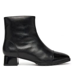 Botki Ara. Czarne botki damskie Ara, bez wzorów, bez obcasa, na słupku, bez zapięcia. Za 629.99 zł.