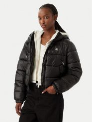 Calvin Klein Jeans Kurtka przejściowa LV047G507G Czarny Cropp Fit. Czarne kurtki damskie Calvin Klein Jeans, xl, bez wzorów, z jeansu, bez kaptura. Za 699.99 zł.