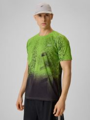 4F Koszulka do biegania szybkoschnąca męska - zielona S. Zielone t-shirty męskie 4F, m, bez wzorów, z dzianiny, bez kołnierzyka, bez ramiączek. Za 129.99 zł.