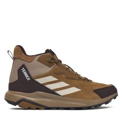 Trekkingi adidas. Brązowe botki męskie Adidas, bez wzorów, sportowe, bez obcasa, bez zapięcia. Za 439.99 zł.