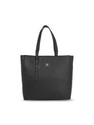 Tommy Hilfiger Torebka Th Soft Tote AW0AW15527 Czarny. Czarne shopperki damskie Tommy Hilfiger, bez wzorów, ze skóry, bez dodatków. Za 519.99 zł.