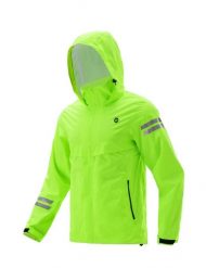 Kurtka przeciwdeszczowa na rower w kolorze fluorescencyjnej zieleni ROCKBROS. Zielone kurtki męskie ROCKBROS, m, bez wzorów, z materiału, biznesowe, bez kaptura. Za 355.60 zł.