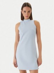 Calvin Klein Jeans Sukienka codzienna Interlock Mock LV047F260G Niebieski Slim Fit. Niebieskie sukienki damskie Calvin Klein Jeans, na co dzień, l, bez wzorów, z jeansu, bez kołnierzyka, bez ramiączek, proste. Za 409.99 zł.