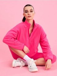 Polarowa bluza half-zip ze stójką i ściągaczami Gym Hard - różowy. Czerwone bluzy damskie Sinsay, l, bez wzorów, z polaru, bez ramiączek, bez kaptura. Za 49.99 zł.