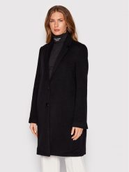 Calvin Klein Płaszcz wełniany K20K204155 Czarny Regular Fit. Czarne płaszcze damskie Calvin Klein, na zimę, bez wzorów, z wełny, bez kołnierzyka, bez kaptura. Za 1,699.00 zł.