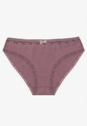 Fioletowe Bawełniane Majtki Typu Figi z Koronką i Kokardą Zeteria. Fioletowe majtki damskie Born2be, z bawełny. Za 9.99 zł.