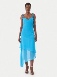 Guess Sukienka koktajlowa W6GKAD W2526 Niebieski Regular Fit. Niebieskie sukienki damskie Guess, z aplikacjami, z syntetyku, wizytowe, bez kołnierzyka, bez ramiączek. Za 794.99 zł.