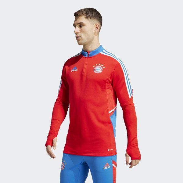 Kurtka z dresu Bayern Munich Condivo 2022/23. Czerwone kurtki męskie Adidas, xl, bez wzorów, z dresówki, sportowe, bez kaptura. Za 308.55 zł.